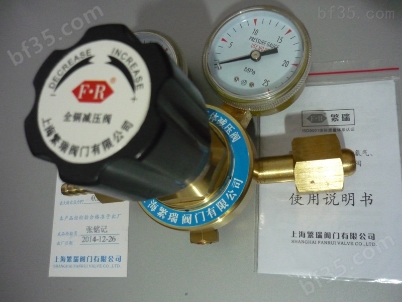 上海繁瑞单级氨气减压阀YQJ-4单级丙烷减压器YQJ5单级一氧化碳减压表YQJ